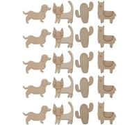 LAPYAPPE 20pcs Wooden Animal Cutouts DIY Craft with Cactus Cat Dog Alpaca Designs for Home Decor Scrapbooking and Handmade Projects