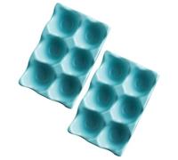 LAPYAPPE 2pcs Ceramic 6 Grids Egg Tray Modern Elegant Kitchen Storage Container Shockproof Egg Organizer for Kitchen Storage