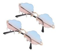 LAPYAPPE 2pcs Cloud Sunglasses Rimless Sunglasses for Women Metal and PC Lightweight Comfortable Wear Fashion Creative Design for Weddings and Fall