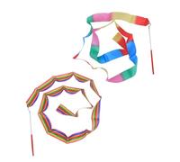 LAPYAPPE 2Pcs Colorful Dancing Gymnastics Ribbon Streamers for Flame for Twirling and Performance Activities