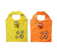 LAPYAPPE 2pcs Foldable Reusable Shopping Bags with Creative Bee Decoration Polyester Tote Bags for Retail Shopping and Take out Random Color