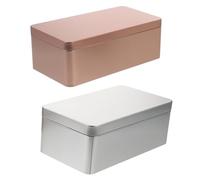 LAPYAPPE 2pcs Mini Rectangular Tinplate Storage Boxes Solid Color Containers for Tea Leaf Candy Small Trinkets Home Travel Portable