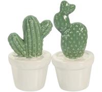 LAPYAPPE 2pcs Porcelain Cactus Decoration Figurines with Hand-painted Vivid Details, Green Cactus Ornaments for Home Decoration and Housewarming Collections