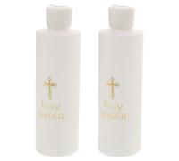 LAPYAPPE 2pcs Portable White Plastic Holy Water Bottles with Cross Pattern, Practical and Lightweight for Travel and Church Use, Refillable Religious Exorcism Supply Bottles