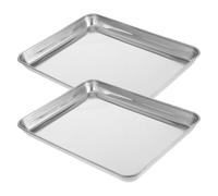 LAPYAPPE 2pcs Rectangular Stainless Steel Baking Sheets Oven Roasting Pans Nonstick Metal Cookie Trays for Family Dinners Sturdy Multifunctional Cookware