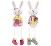 LAPYAPPE 2Pcs Resin Hanging Leg Rabbit Figurines Cute Small Animal Statue Tabletop Decoration Indoor Novelty Home Ornament Random Style Random Color