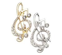 LAPYAPPE 2pcs Sparkling Rhinestone Treble Clef Brooch Versatile Music Note Lapel Pins for Women Elegant Alloy Breast Pin for Coat Scarf Dress Music Teacher Appreciation Gift Wedding Costume