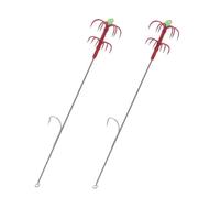 LAPYAPPE 2pcs Stainless Steel Claw Hooks Double Umbrella Multi-hook Design Barbed Fishing Hooks for Octopus and Squid Outdoor Fishing Supplies