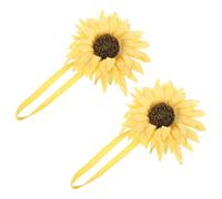 LAPYAPPE 2Pcs Yellow Magnetic Sunflower Curtain Tiebacks, No-Drill Rustic Flower Drapery Holdbacks for Living Room, Decorative Curtain Ties for Home Window Treatment
