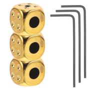 LAPYAPPE 3 Set Dice Volume Control Knobs for Electric Guitar and Bass with Wrench, Metal Golden Tone and Volume Control Accessories, Unique Stylish Design for Beginners and Professionals