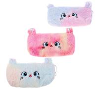 LAPYAPPE 3pcs Cat Pencil Case Zippered Aesthetic Animal Stationery Holder Cute Makeup Bag for Office School Travel