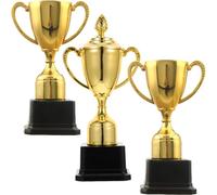 LAPYAPPE 3pcs Race Game Trophy Set for Primary School Competition and School Sports Games, Plastic Prize Cups for Recognition of Achievements, Bright Golden Colour, Delicate and Realistic