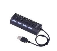 LAPYAPPE 4 Ports USB Splitter 2.0 Lightweight USB 2.0 Hub Abs Material Black Colour Plug and Play with Single Interface Supply Current for Data Transmission PC Notebook