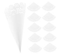 LAPYAPPE 40pcs Vintage Biodegradable Confetti Cones for Weddings and Parties White Hollow Lace Paper Tubes for Flower Petal Holders Lightweight and Sturdy for Birthday Holiday Christmas