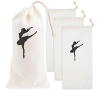 LAPYAPPE 4pcs Canvas Ballet Shoe Drawstring Bags for Dance Shoes Storage 13x27cm to Keep Belongings Safe and Dry