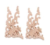 LAPYAPPE 4pcs Handcarved Wood Appliques Unpainted Decorative Carved Onlays for Furniture Doors Cabinets Walls Easy DIY Installation European Style Classic Woodcarving Ornaments for Home