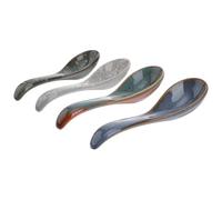 LAPYAPPE 4pcs Japanese Style Ceramic Soup Spoons for Home Use, Assorted Color Porcelain Rice and Salad Spoons, Suitable for Asian Soup, Ramen, and Dining Random Color