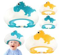 LAPYAPPE 4pcs Kids Shower Caps with Hair Washing Shield and Adjustable Design, Reusable Plastic Dinosaur Style Shower Bath Cap for Comfortable Fit, for Graduation Party and Daily Bathing