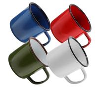 LAPYAPPE 4Pcs Retro Colored Enamel Mugs Lightweight Cups for Hot Drinks Ergonomic Design Easy to Clean for Home and Outdoor Use