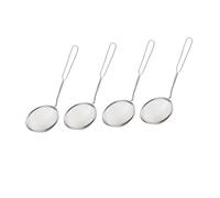 LAPYAPPE 4Pcs Small Stainless Steel Filter Spoons for Kitchen Cooking High Temperature Resistant Strainers with Hanging Handle Oil and Soup Skimmers for Healthy Food Preparation