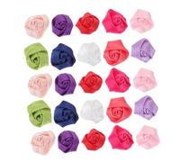 LAPYAPPE 50pcs Multi Color Mini Ribbon Roses Multi Function Simulated Flowers for DIY Crafts Bridal Wreaths Headbands Gift Wrapping Hair Accessories Hand Sewing Embellishments