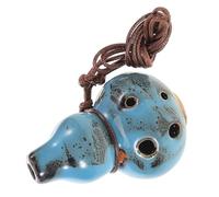 LAPYAPPE 6-hole Alto C Ceramic Ocarina Blue Glaze Professional Mid-range Wind Instrument for Music Education, Relaxation, and Travel - 1pcs Pendant Flute for Beginners and Storytelling