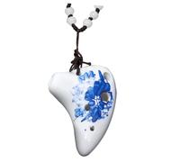 LAPYAPPE 6-hole Ceramic Ocarina Necklace, Small Porcelain Musical Instrument in c Key with Jade Bead Cord and Sheet Music, Beginner-friendly Travel Souvenir for Boys and Girls and Adults