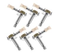LAPYAPPE 6pcs Acoustic Guitar Tuning Pegs Set, Open Gear Folk Guitar Keys with Silver Metal Shafts and White Buttons, 3 Left 3 Right for Musical Instrument Tuning Accessories