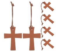 LAPYAPPE 6pcs Brown Pu Christian Bookmarks with Cross Design, Bible Verse Page Holders Featuring Protective Function, Elegant Style for Easter and Religious Holidays Reading