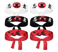 LAPYAPPE 6pcs Japanese Karate Headbands for Men Sweatabsorbent Polyester Adjustable Size Stylish Distinctive Design Suitable for Karate Birthday Party and Martial Arts Events