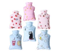 LAPYAPPE 6pcs Mini PVC Hot Water Bottles Adorable Hand Warmers with Lovely Design for Treating Aches and Warm Compress, for Christmas and New Year's Day Use