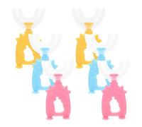 LAPYAPPE 6pcs U-Shape Manual Toothbrush Set with Soft Food-Grade Silicone Bristles, 360° Cleaning, Dental Care Tools for Home Use Random Color