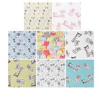 LAPYAPPE 8pcs Cartoon Animals DIY Fabric Soft Breathable Quilting Cloth for Sewing Patchwork Cushion Covers Bag Doll Clothes Craft Materials