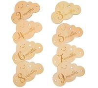 LAPYAPPE 8pcs Wooden Newborn Cards Baby Growth Record Photo Prop Chic Unique Cloud Progress Signs with Delicate Pattern Design for Nursery Decor