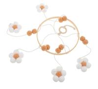 LAPYAPPE Boho Mobile for Crib with Daisy Floral Design, Light Brown Pom Pom Nursery Decor, Bassinet Mobile for Room Accessories