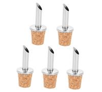LAPYAPPE Bottle Pourer Set with Cork Stopper Angled Spout for Olive Oil Vinegar Wine Cooking Oils Leakproof Seal 5 Pack
