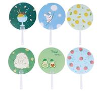 LAPYAPPE Cartoon round Hand Held Fans Easy to Carry Summer Accessories 24pcs Portable Small Plastic Fans for Women and Ladies for Outing Use