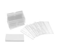 LAPYAPPE Clip-On Label Holders for Wire Shelves, 60X42Mm Plastic Price Tag Displays with 50 White Paper Inserts, 100Pcs Retail Supermarket Shelf Price Signs