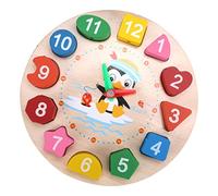 LAPYAPPE Clock Wooden Learning with Cartoon for Educational Puzzle Clock for Teaching Shapes and for Boys