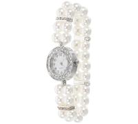 LAPYAPPE Dainty Pearl Watch Bracelet for Women with Elastic Fit and Scratch Resistant Plastic Material Vintage Style Suitable for Party and Gift