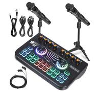 LAPYAPPE Dj Accessories Equipment Soundboard Gaming Sound Card Professional Audio Mixer Podcast Bundle Complete Podcast Setup Sound Effects Machine Dj Kit Black