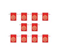 LAPYAPPE Drawstring Bags Storage Pouches Red 10pcs Satin Multi-purpose Chinese Style Beautiful Bags for Jewelry and Beads Suitable for Wedding and Business Display