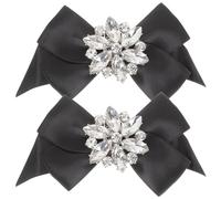 LAPYAPPE Elegant Black Bow Shoe Brooches Shoe Clips with Artificial Crystal Polyester Material Long Serving Life for Wedding and Birthday for Women