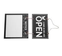 LAPYAPPE Erasable Open Closed Sign for Shops and Cafe Shop with Vibrant Colours and Simple Design Double Sided Hanging Business Clock Sign in Black Glass and Plastic