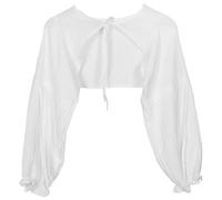 LAPYAPPE Fake Collar Soft and Comfortable Chiffon White Detachable with Lantern Sleeves Half Shirt Blouse for Women for Elegant Autumn and Winter Look