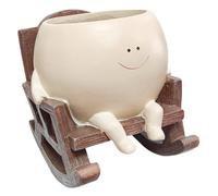 LAPYAPPE Funny Resin Rocking Chair Planter Pot with Smiling Face Indoor Decorative Succulent Green Plant Pot Cute Character Flowerpot for Home Decor and Stress Relief
