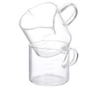 LAPYAPPE Glass Coffee Measuring Cups with Double Spouts and Scale 2pcs Heat-Resistant Milk Jug Stable Base for Coffee and Tea and Housewarming Party