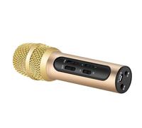 LAPYAPPE Handheld 400 Mah Capacity Aluminium Alloy and Plastic Material Singing Microphone with USB Charging and Echo Sound Mode in Golden Colour for Karaoke and Live Performances