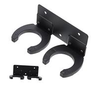LAPYAPPE Heavy-duty Metal Microphone Holder Sturdy Black Microphone Hanging Rack with Double Hook, Multipurpose Wall-mounted Mic Stand and Church for Home, Church, and Ktv Use