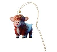 LAPYAPPE Highland Cow Acrylic Hanging Ornament Christmas Tree Decoration Cute Cartoon Animal Pendant for Home and Car Festive Wall Art Christmas Decor